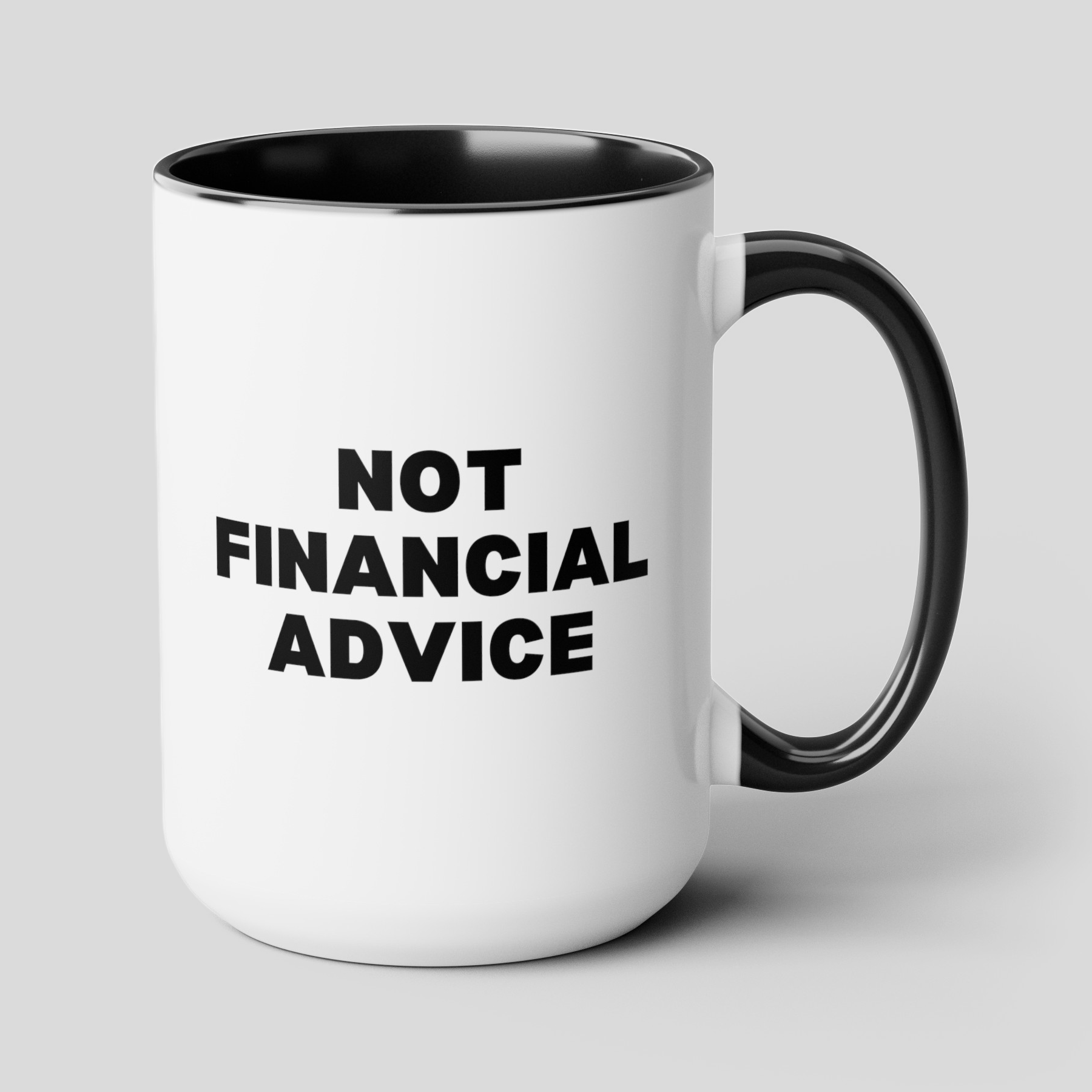 Not Financial Advice 15oz white with black accent funny large coffee mug gift for finance bro advisor specialist joke waveywares wavey wares wavywares wavy wares cover