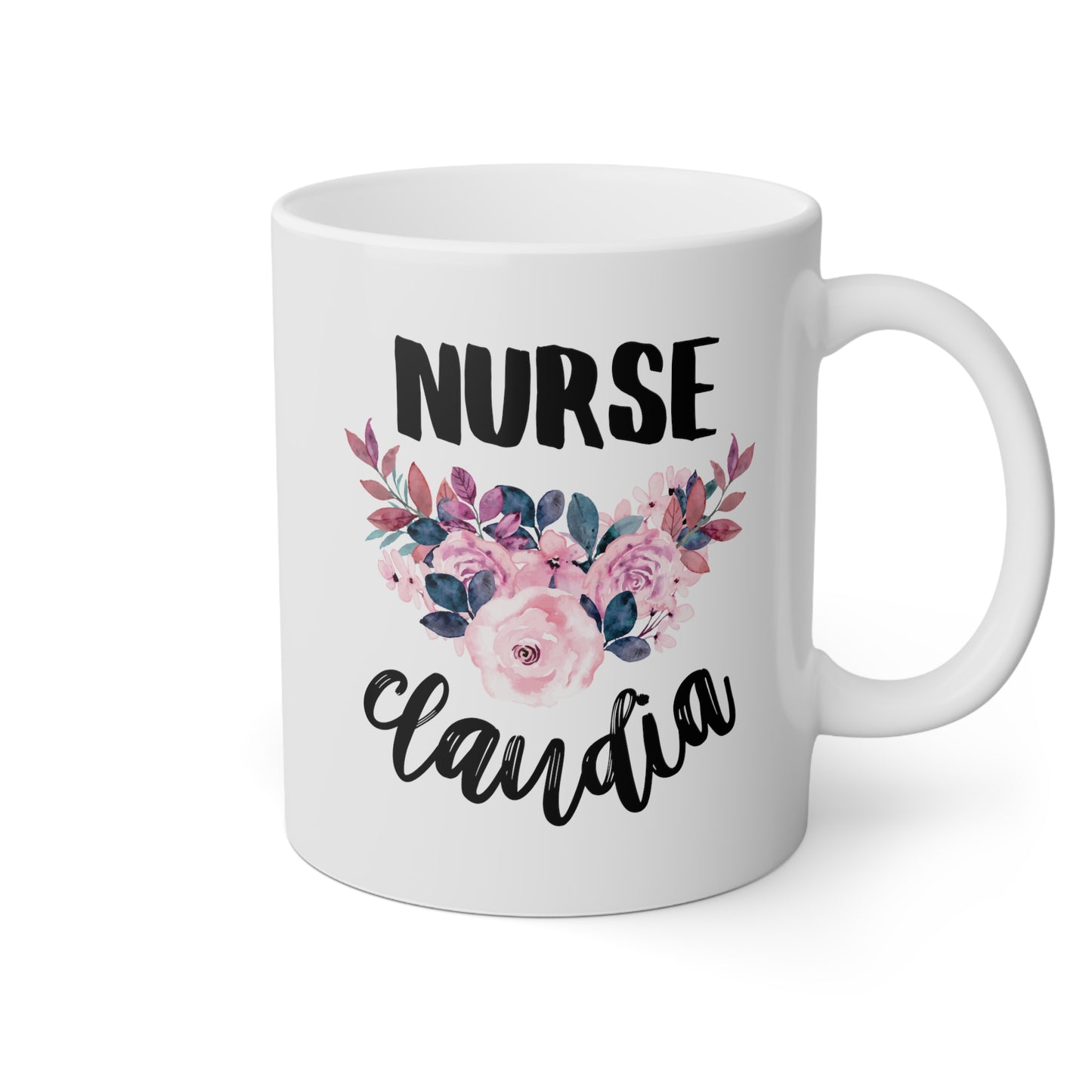 Nurse Name 11oz white funny large coffee mug gift for registered nurse RN custom personalized appreciation waveywares wavey wares wavywares wavy wares