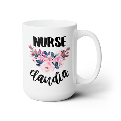 Nurse Name 15oz white funny large coffee mug gift for registered nurse RN custom personalized appreciation waveywares wavey wares wavywares wavy wares