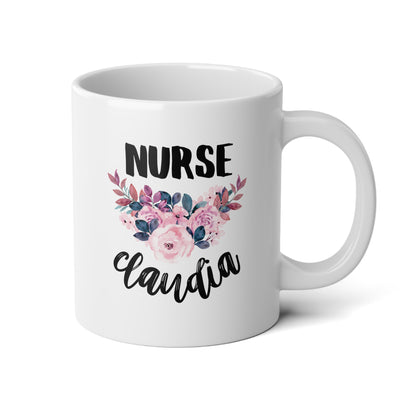 Nurse Name 20oz white funny large coffee mug gift for registered nurse RN custom personalized appreciation waveywares wavey wares wavywares wavy wares