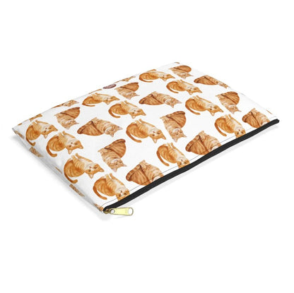 Cute Orange Tabby Cat Pattern flat lay white Cosmetic zip bag gift for ginger shorthair feline lover mom dad furparent owner animal aesthetic makeup travel drugs storage case accessory pouch toiletry pencil waveywares wavey wares wavywares wavy wares