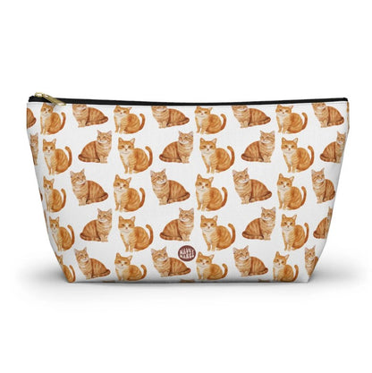 Cute Orange Tabby Cat Pattern T Bottom white Cosmetic zip bag gift for ginger shorthair feline lover mom dad furparent owner animal aesthetic makeup travel drugs storage case accessory pouch toiletry pencil waveywares wavey wares wavywares wavy wares