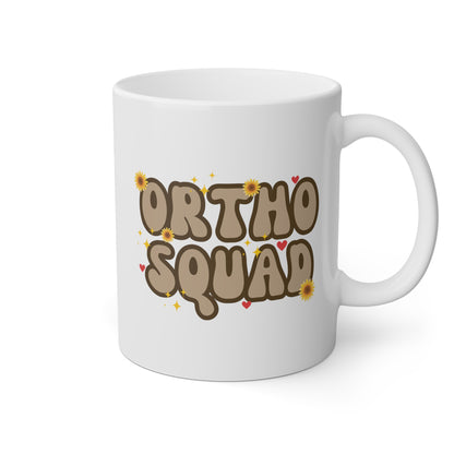 Ortho Squad 11oz white funny large coffee mug gift for orthodontist dentist dental hygienist orthopedic nurse waveywares wavey wares wavywares wavy wares