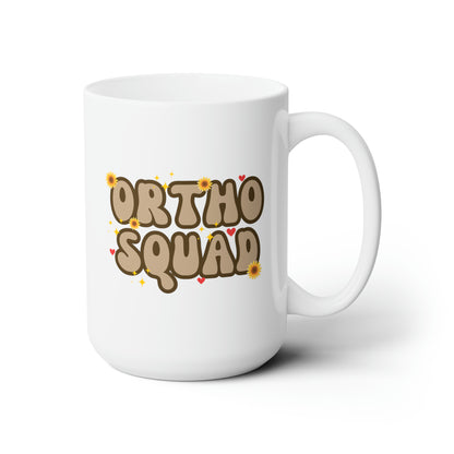 Ortho Squad 15oz white funny large coffee mug gift for orthodontist dentist dental hygienist orthopedic nurse waveywares wavey wares wavywares wavy wares