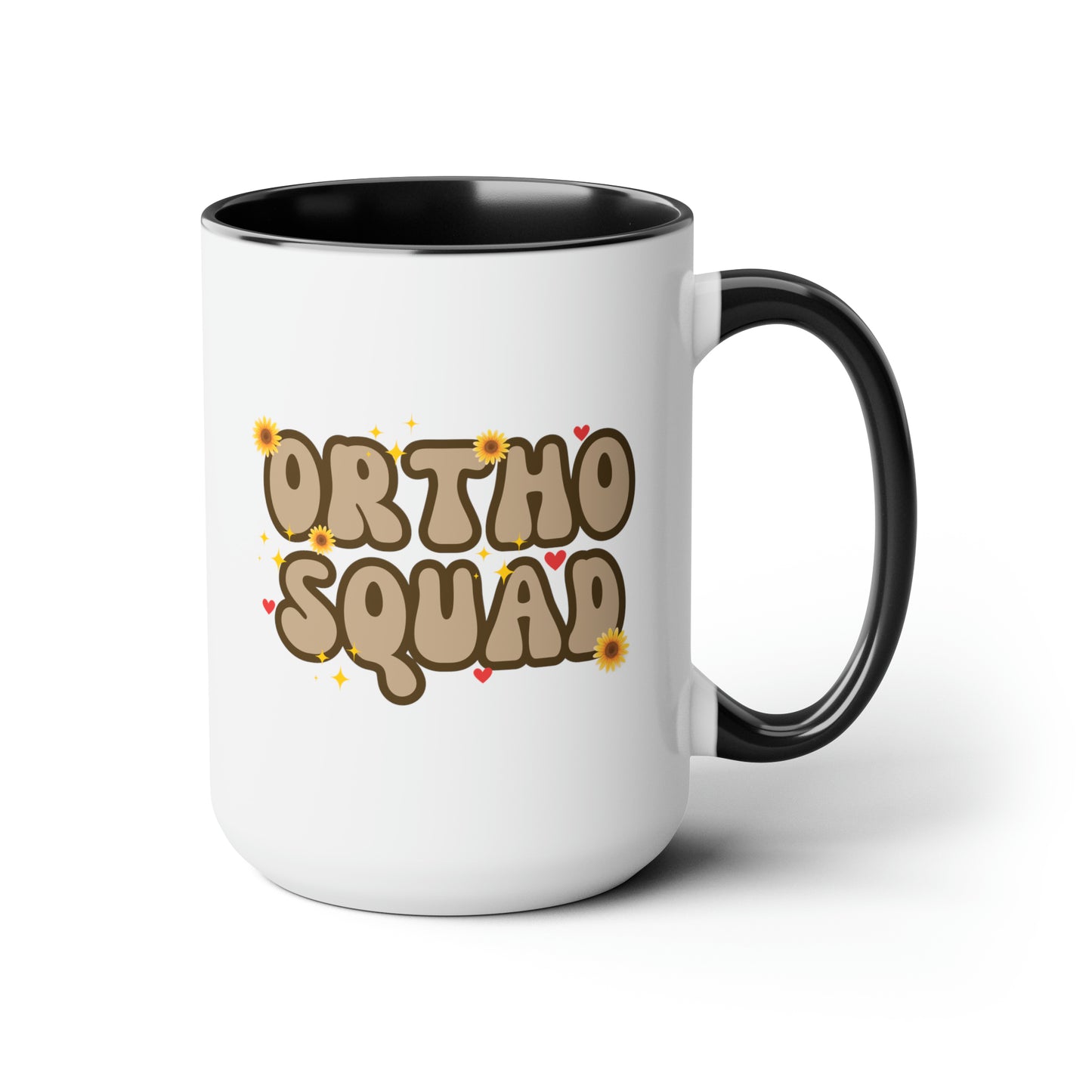 Ortho Squad 15oz white with black accent funny large coffee mug gift for orthodontist dentist dental hygienist orthopedic nurse waveywares wavey wares wavywares wavy wares