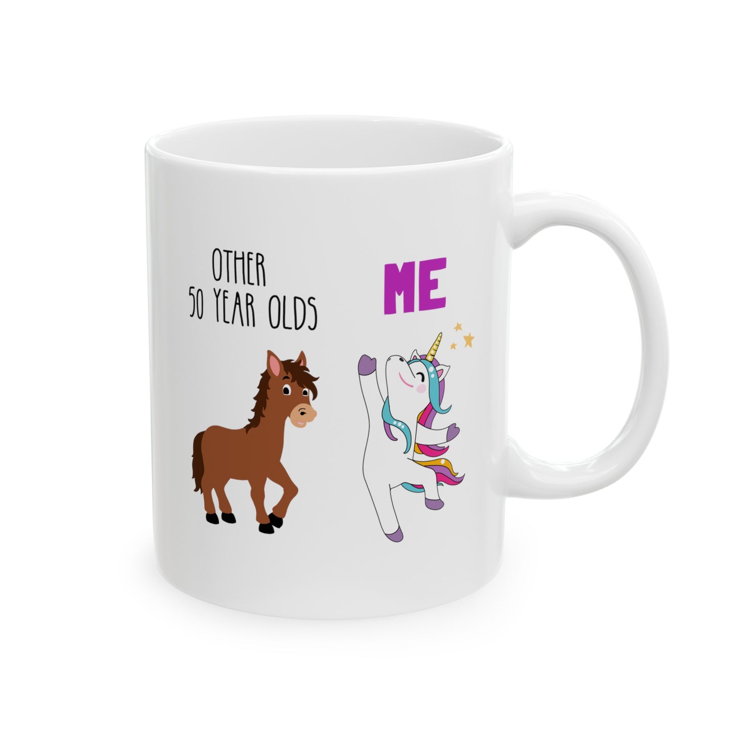 Other 50 Year Olds Vs Me 11oz white funny large coffee mug gift for friend family birthday personalized custom age horse unicorn waveywares wavey wares wavywares wavy wares
