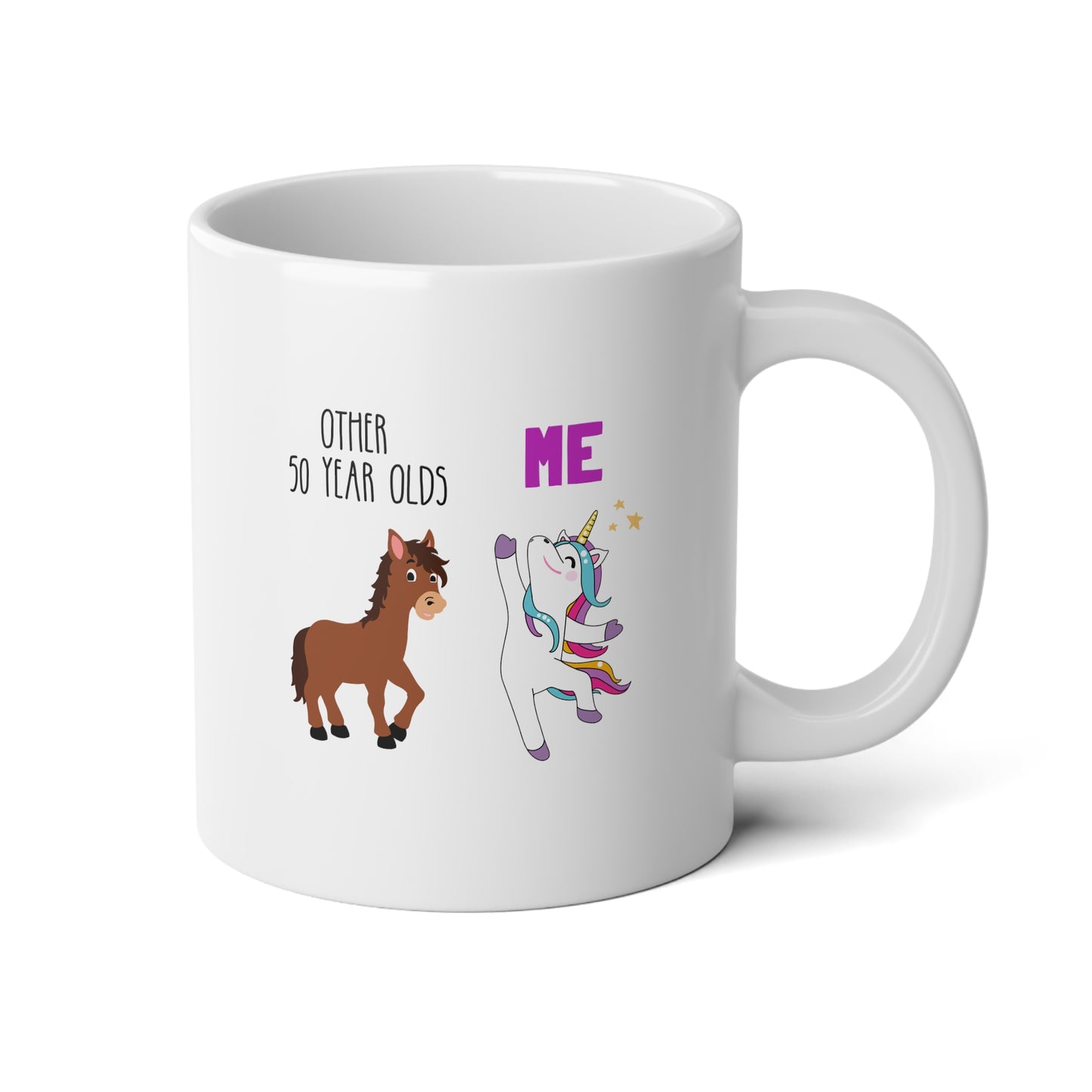 Other 50 Year Olds Vs Me 20oz white funny large coffee mug gift for friend family birthday personalized custom age horse unicorn waveywares wavey wares wavywares wavy wares