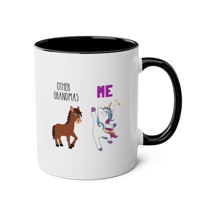 Other Grandmas vs Me Unicorn 11oz white with black accent funny large coffee mug gift for nana grandmother gag waveywares wavey wares wavywares wavy wares