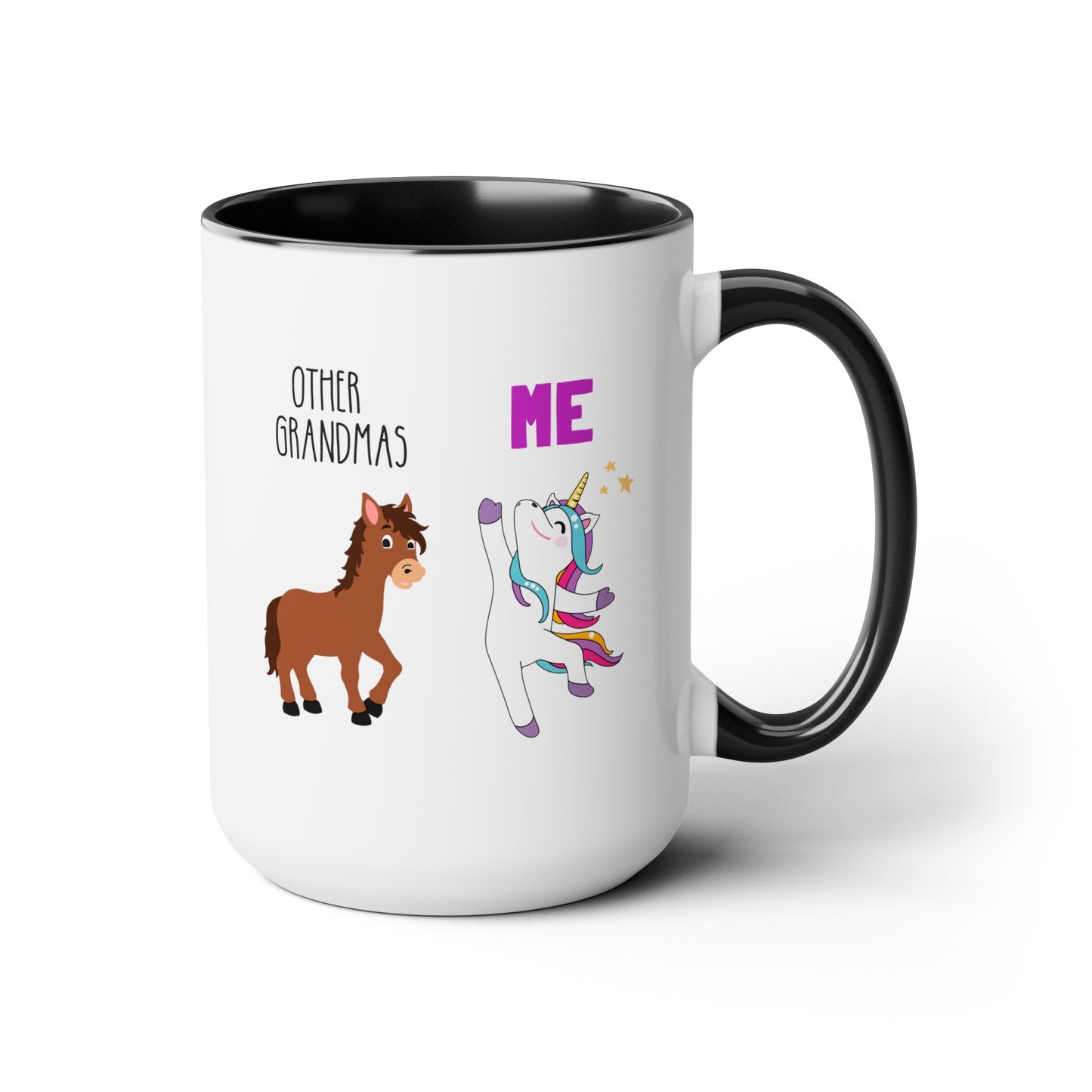 Other Grandmas vs Me Unicorn 15oz white with black accent funny large coffee mug gift for nana grandmother gag waveywares wavey wares wavywares wavy wares