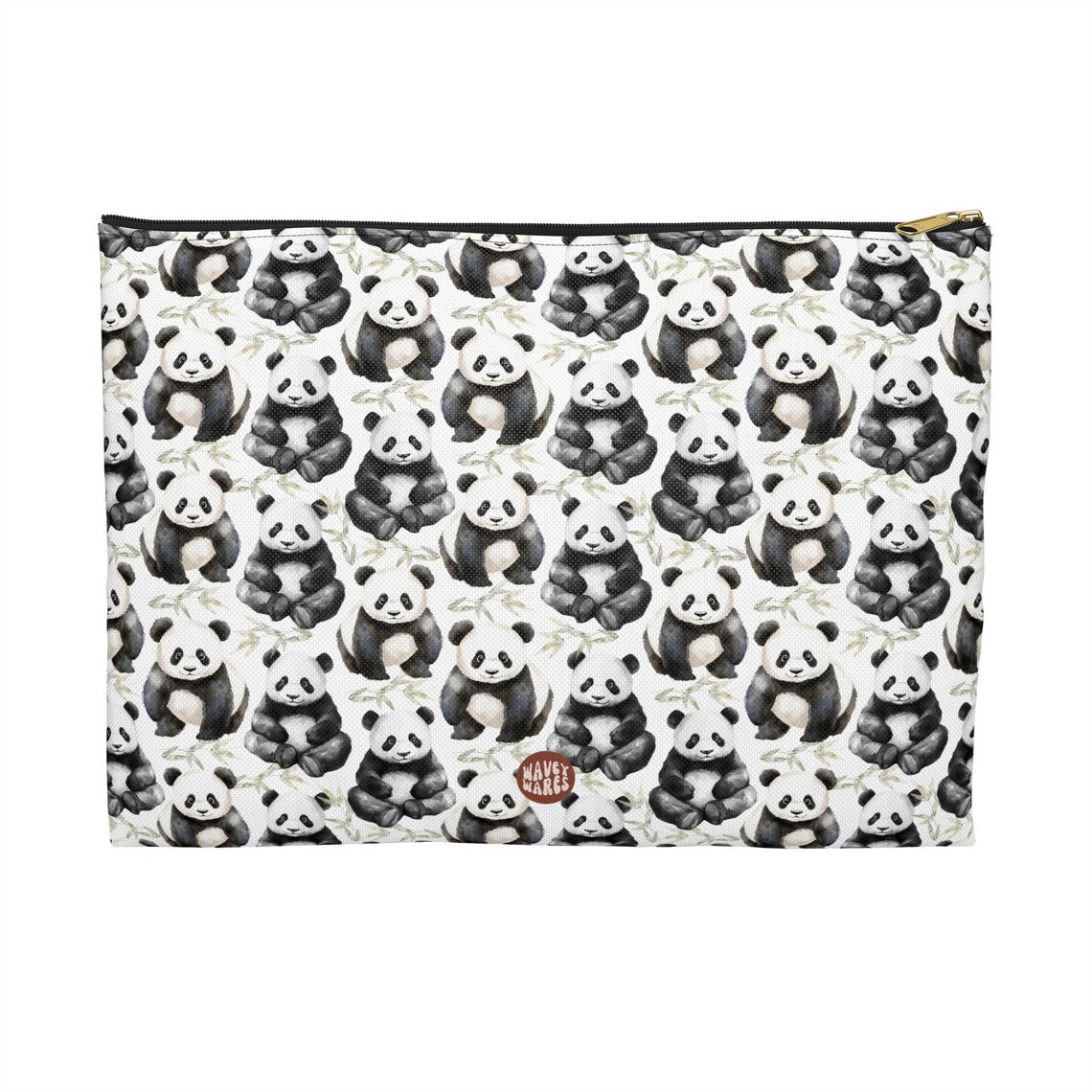 Cute Pandas Pattern flat white Toiletry zip bag gift for baby panda lover bamboo big animal aesthetic makeup travel drugs storage case accessory pouch cosmetic pencil waveywares wavey wares wavywares wavy wares