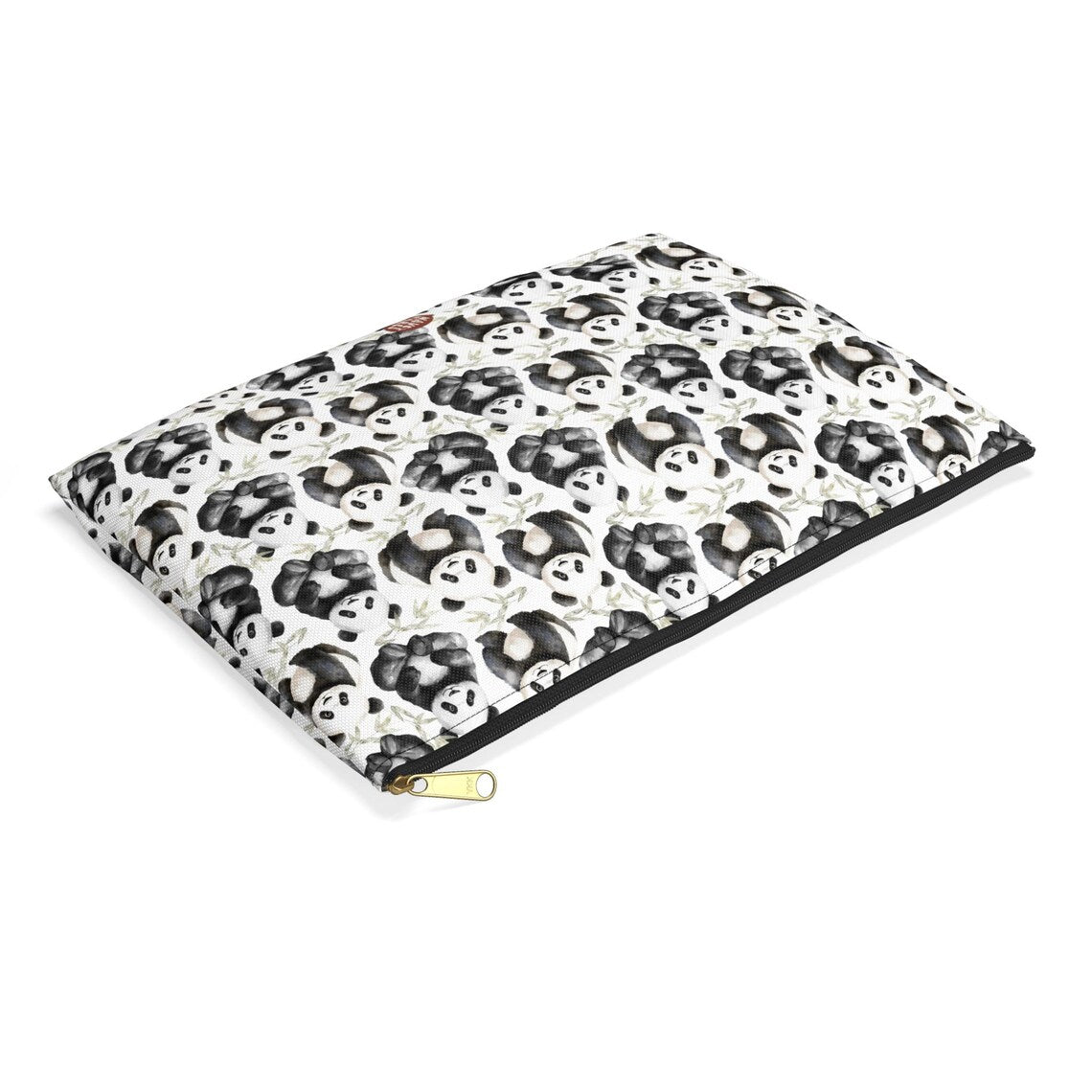 Cute Pandas Pattern flat lay white Toiletry zip bag gift for baby panda lover bamboo big animal aesthetic makeup travel drugs storage case accessory pouch cosmetic pencil waveywares wavey wares wavywares wavy wares