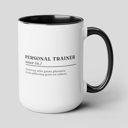 Personal Trainer Definition 15oz white with black accent funny large coffee mug gift for fitness instructor exercise workout waveywares wavey wares wavywares wavy wares cover