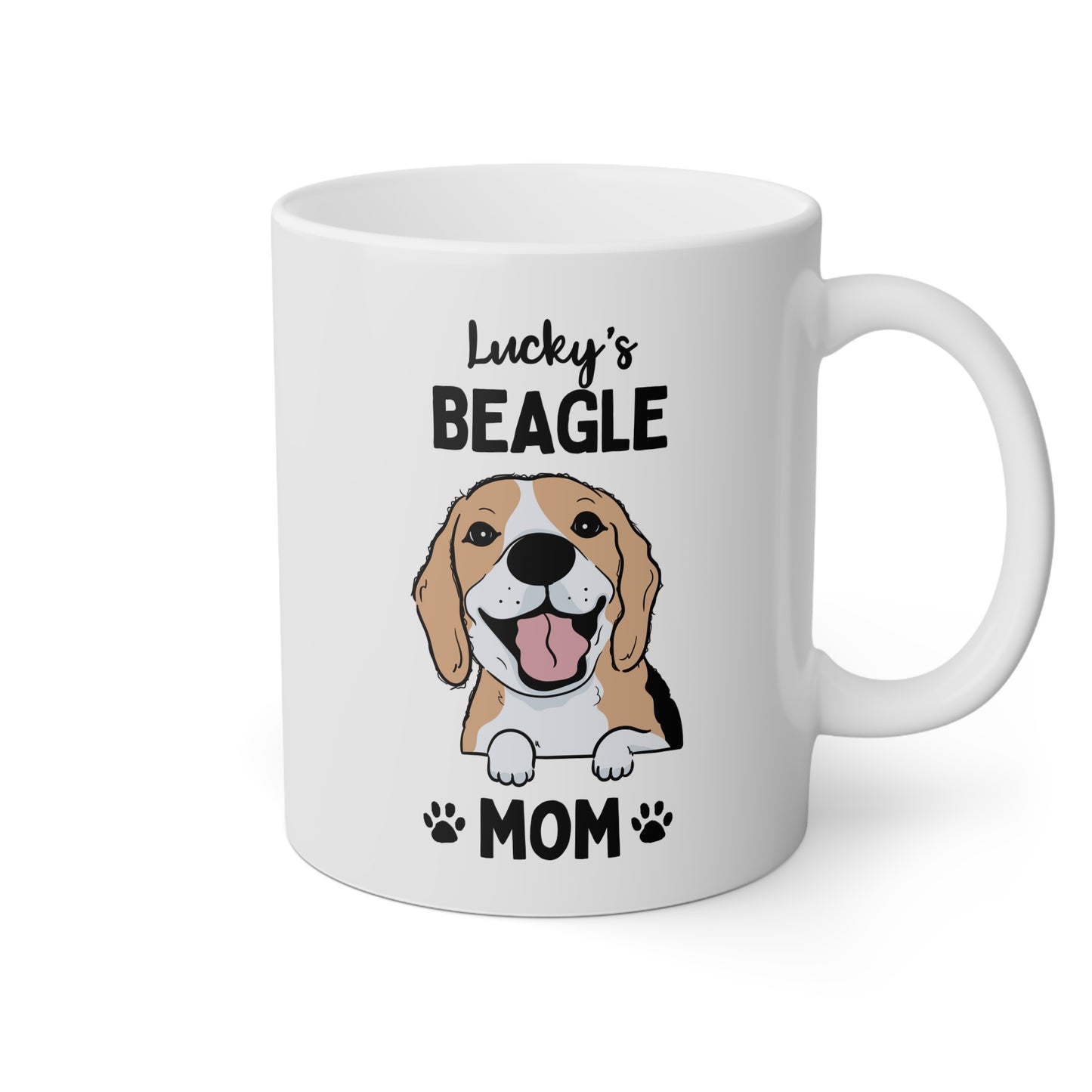 Personalized Beagle Mom 11oz white funny large coffee mug gift for her dog lover pet fur mom puppy owner custom name customize furparent dad mum Adoption waveywares wavey wares wavywares wavy wares 