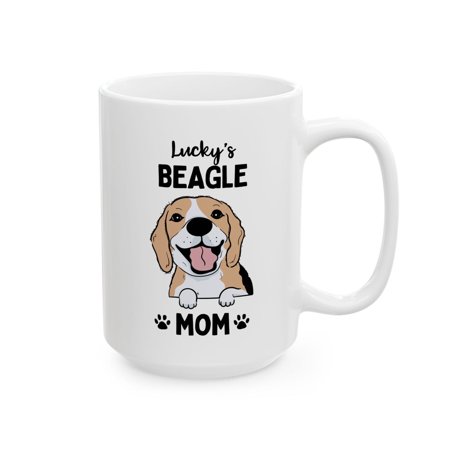 Personalized Beagle Mom 15oz white funny large coffee mug gift for her dog lover pet fur mom puppy owner custom name customize furparent dad mum Adoption waveywares wavey wares wavywares wavy wares