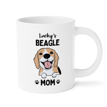 Personalized Beagle Mom 20oz white funny large coffee mug gift for her dog lover pet fur mom puppy owner custom name customize furparent dad mum Adoption waveywares wavey wares wavywares wavy wares