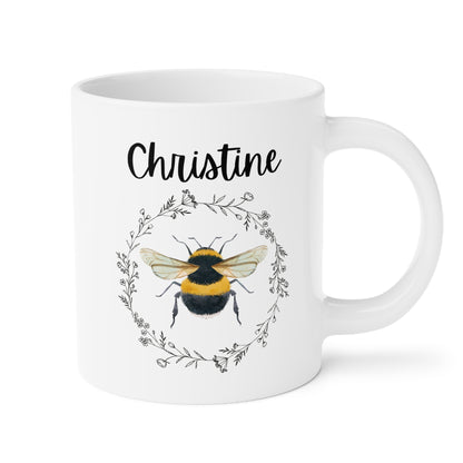 Personalized Bee Name 20oz white funny large coffee mug gift for beekeeper lover women her custom customized name birthday Christmas occasion waveywares wavey wares wavywares wavy wares