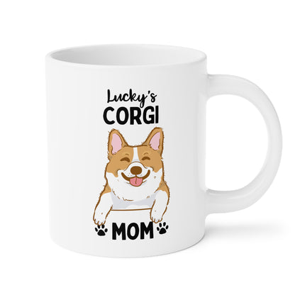 Personalized Corgi Mom 20oz white funny large coffee mug gift for custom dog name lover mum puppy her pet adoption lucky customize waveywares wavey wares wavywares wavy wares