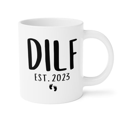 Personalized DILF Est 20oz white funny large coffee mug gift for new dad Father's day custom date customize year waveywares wavey wares wavywares wavy wares