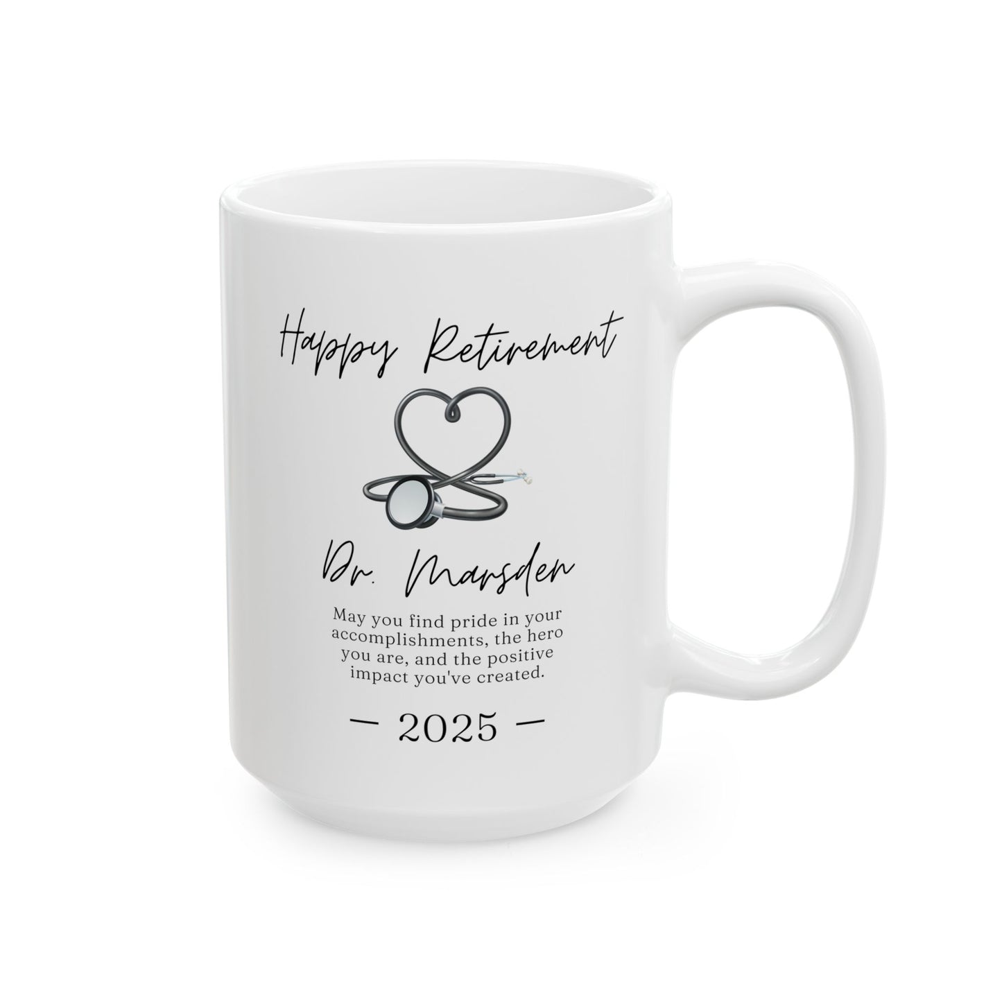 Personalized Doctor Retirement 15oz white funny large coffee mug gift for Dr custom name customize year physician medical nurse NHS happy waveywares wavey wares wavywares wavy wares