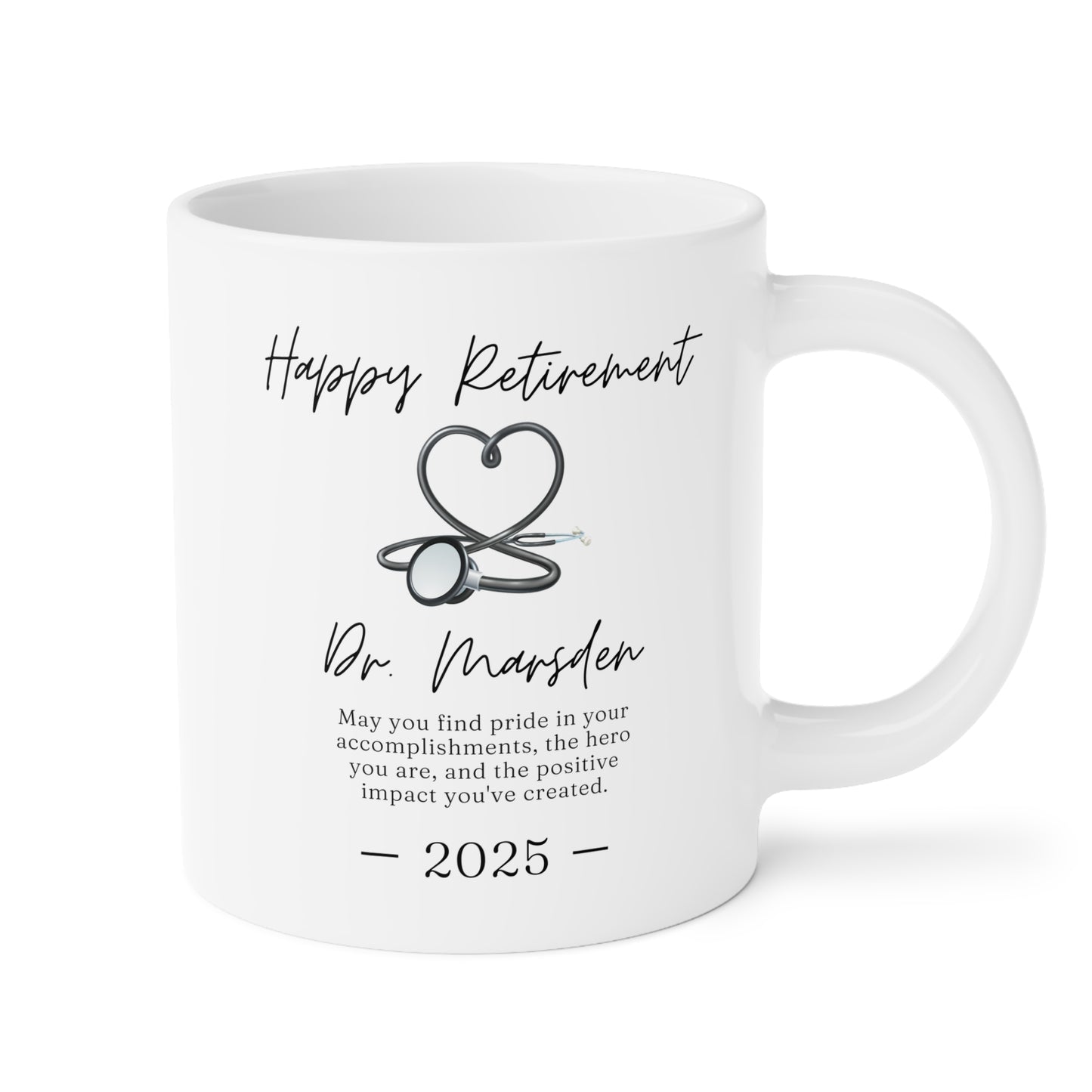 Personalized Doctor Retirement 20oz white funny large coffee mug gift for Dr custom name customize year physician medical nurse NHS happy waveywares wavey wares wavywares wavy wares