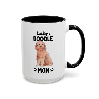 Personalized Doodle Mom 15oz white with black accent funny large coffee mug gift for her golden dog lover pet fur mom puppy owner custom name customize furparent dad mum waveywares wavey wares wavywares wavy wares