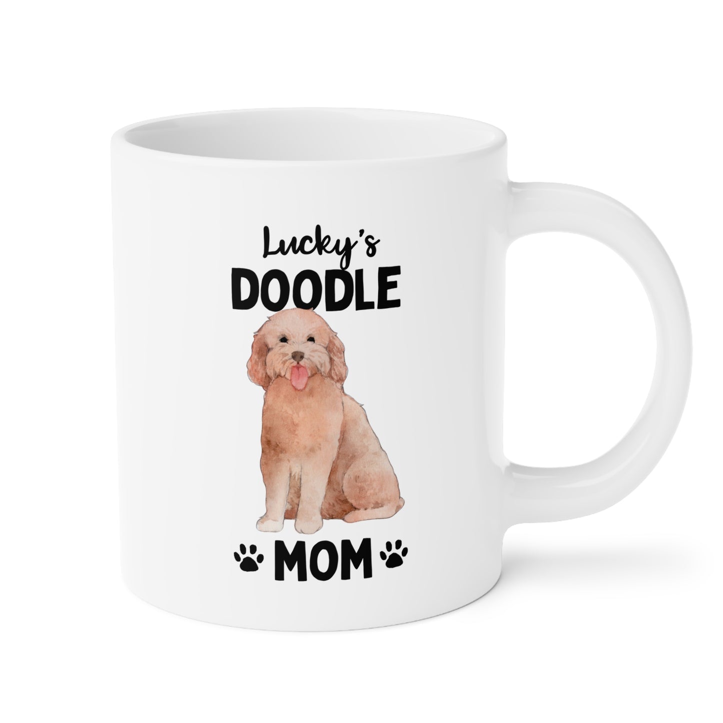 Personalized Doodle Mom 20oz white funny large coffee mug gift for her golden dog lover pet fur mom puppy owner custom name customize furparent dad mum waveywares wavey wares wavywares wavy wares