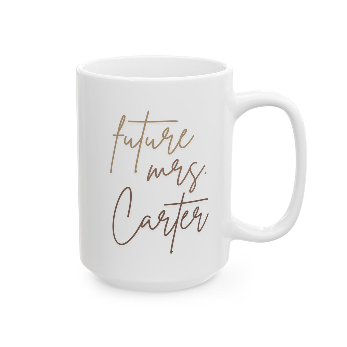 Personalized Future Mrs 15oz white funny large big coffee mug tea cup gift for bride to be engagement engaged custom name customized waveywares wavey wares wavywares wavy wares