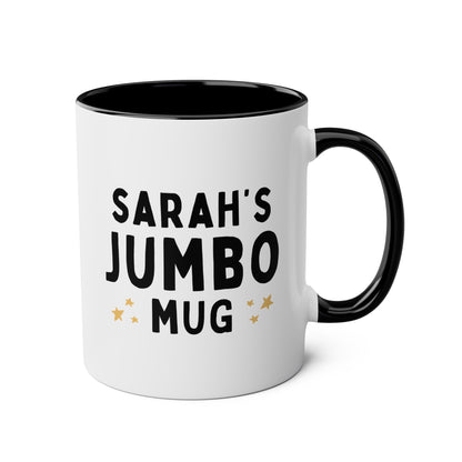 Personalized JUMBO Mug 11oz white with black accent funny large coffee mug gift for her custom name customize tea friend large waveywares wavey wares wavywares wavy wares