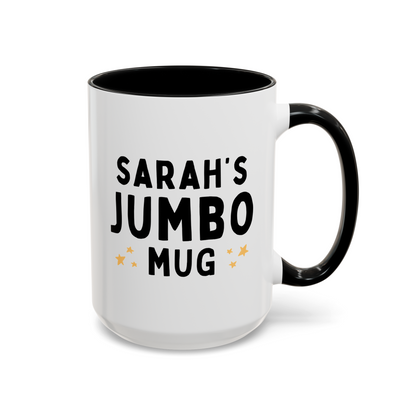 Personalized JUMBO Mug 15oz white with black accent funny large coffee mug gift for her custom name customize tea friend large waveywares wavey wares wavywares wavy wares