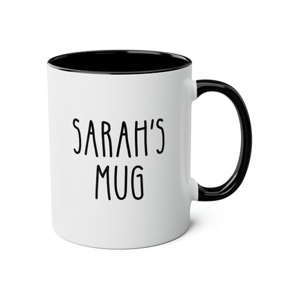 Personalized Name 11oz white with black accent funny large coffee mug gift for friend him her quote tall font custom customized cup waveywares wavey wares wavywares wavy wares