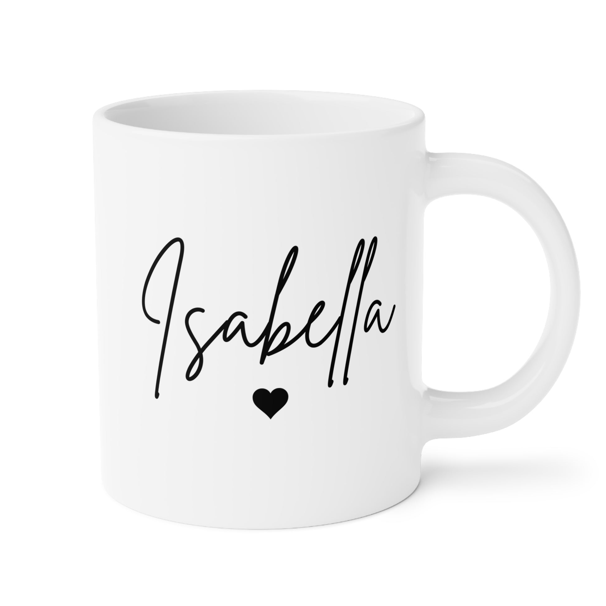 Personalized Name with a little Heart 20oz white funny large coffee mug gift for her custom customized mom grandma birthday Christmas occasion waveywares wavey wares wavywares wavy wares 