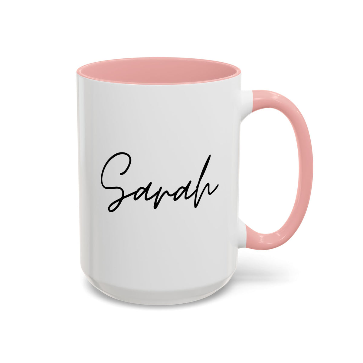 Personalized Name with custom text 15oz white with pink accent funny large coffee mug gift for friend caffeine lover customize birthday Christmas occasion waveywares wavey wares wavywares wavy wares