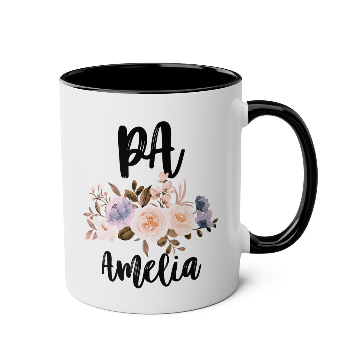 Personalized Physician Assistant 11oz white with black accent funny large coffee mug gift for PA custom name customize flower graduation student waveywares wavey wares wavywares wavy wares
