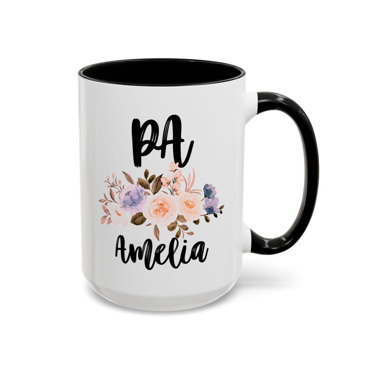 Personalized Physician Assistant 15oz white with black accent funny large coffee mug gift for PA custom name customize flower graduation student waveywares wavey wares wavywares wavy wares 