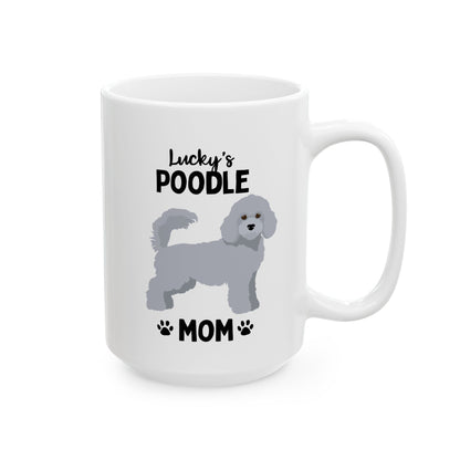 Personalized Poodle Mom 15oz white funny large coffee mug gift for her dog lover pet fur mom puppy owner custom name customize furparent dad mum waveywares wavey wares wavywares wavy wares