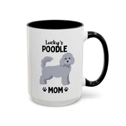 Personalized Poodle Mom 15oz white with black accent funny large coffee mug gift for her dog lover pet fur mom puppy owner custom name customize furparent dad mum waveywares wavey wares wavywares wavy wares