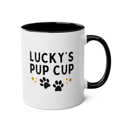 Personalized Pup Cup 11oz white with black accent funny large coffee mug gift for dog mom dad pet puppuccino custom name cute furdad furmom furparent waveywares wavey wares wavywares wavy wares