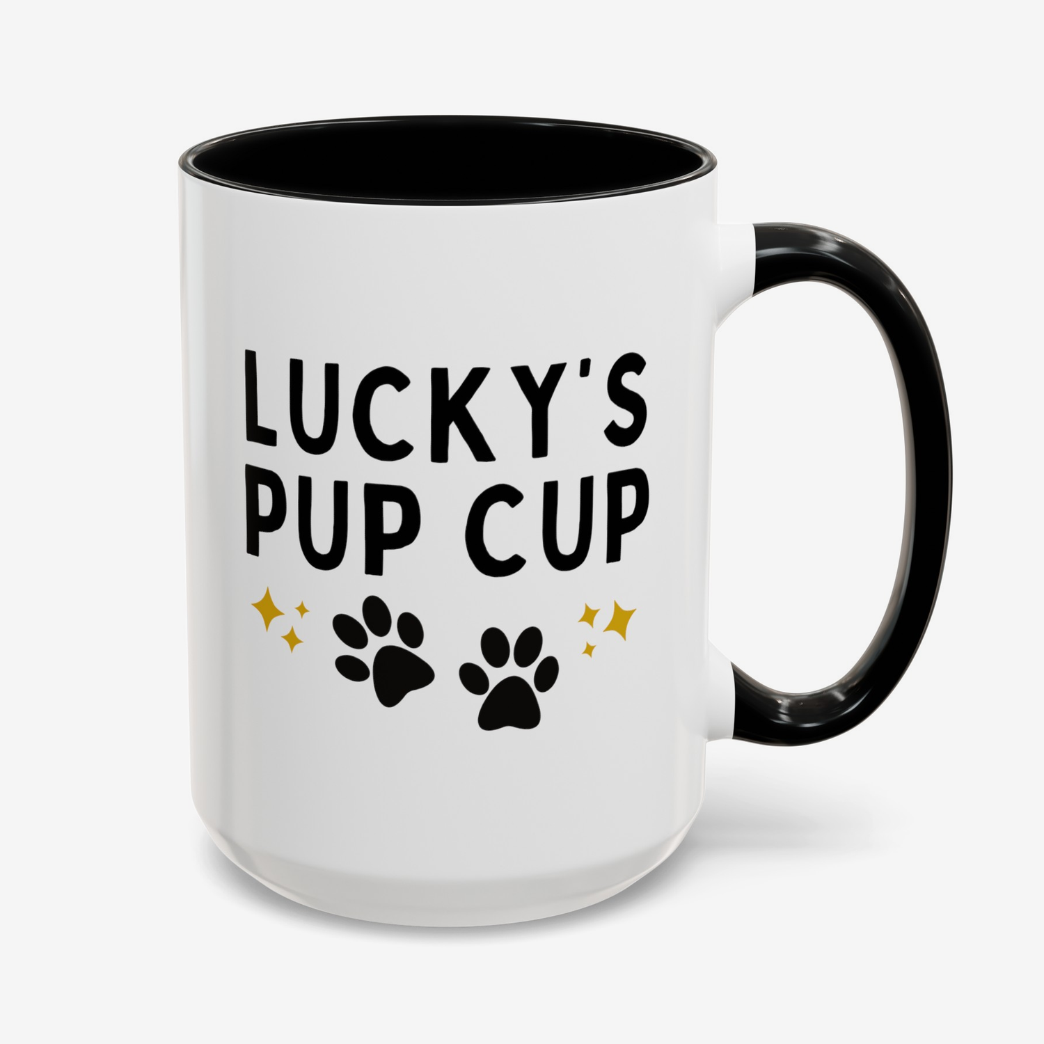 Personalized Pup Cup 15oz white with black accent funny large coffee mug gift for dog mom dad pet puppuccino custom name cute furdad furmom furparent waveywares wavey wares wavywares wavy wares cover