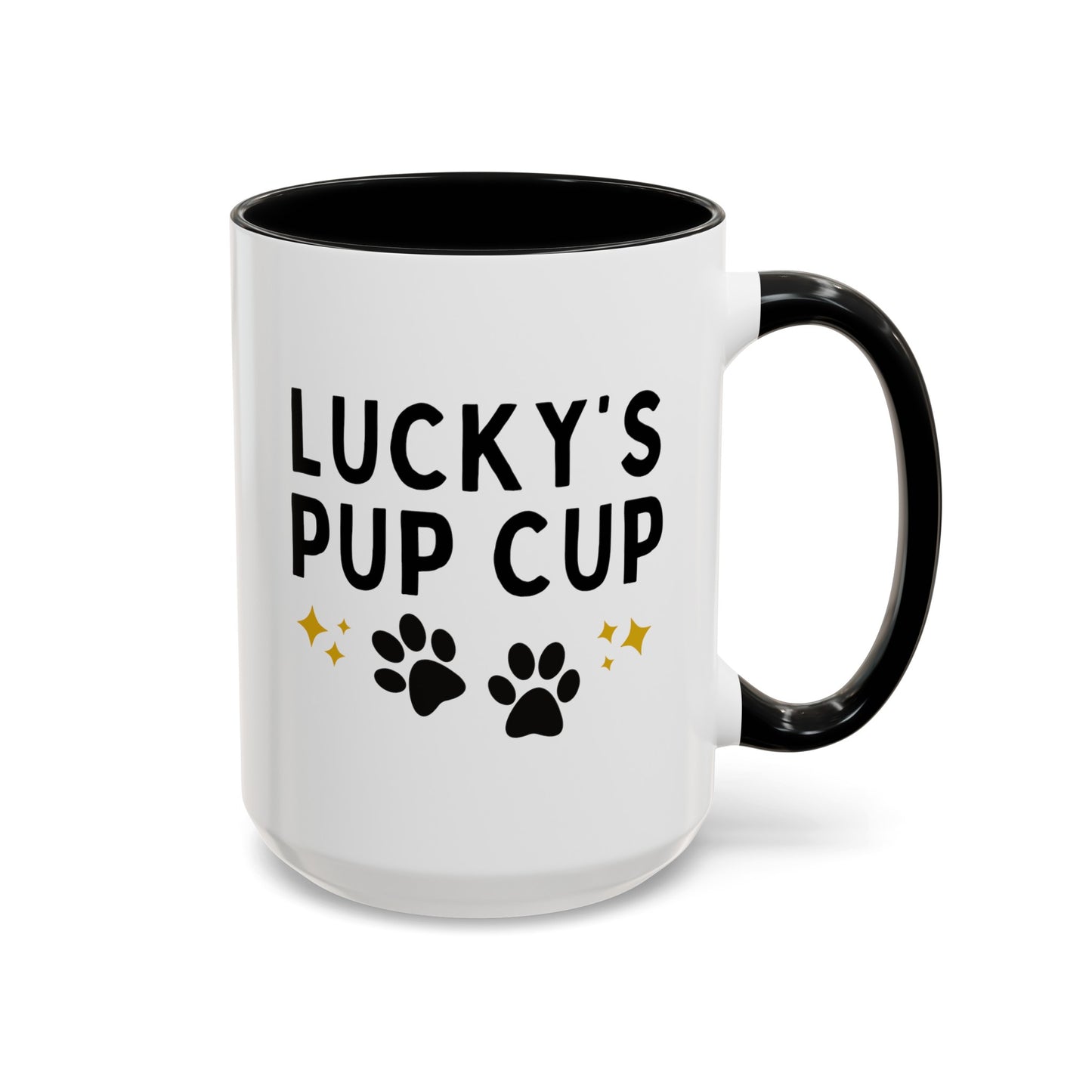 Personalized Pup Cup 15oz white with black accent funny large coffee mug gift for dog mom dad pet puppuccino custom name cute furdad furmom furparent waveywares wavey wares wavywares wavy wares