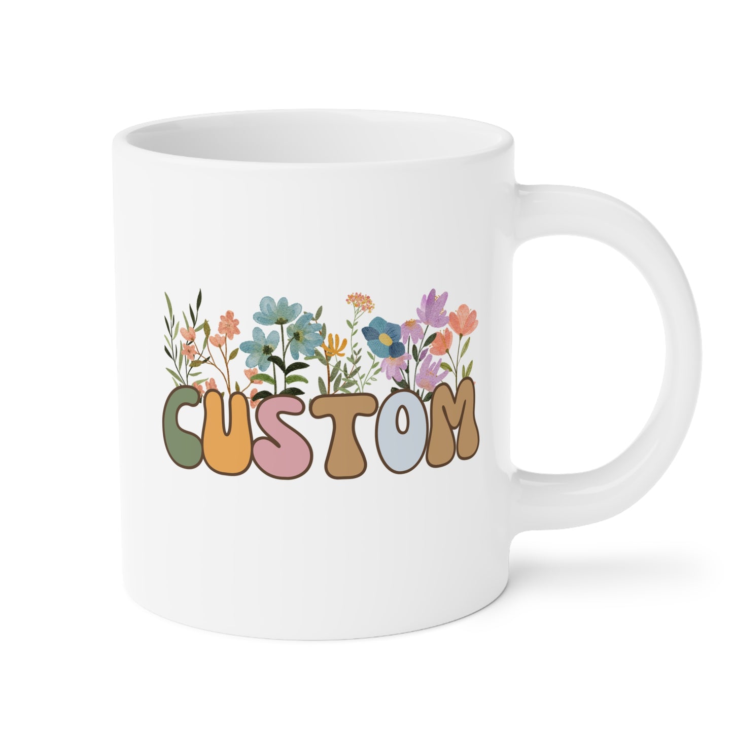 Personalized Retro Custom Name 20oz white funny large coffee mug gift for her custom name customize wildflowers birthday Christmas waveywares wavey wares wavywares wavy wares