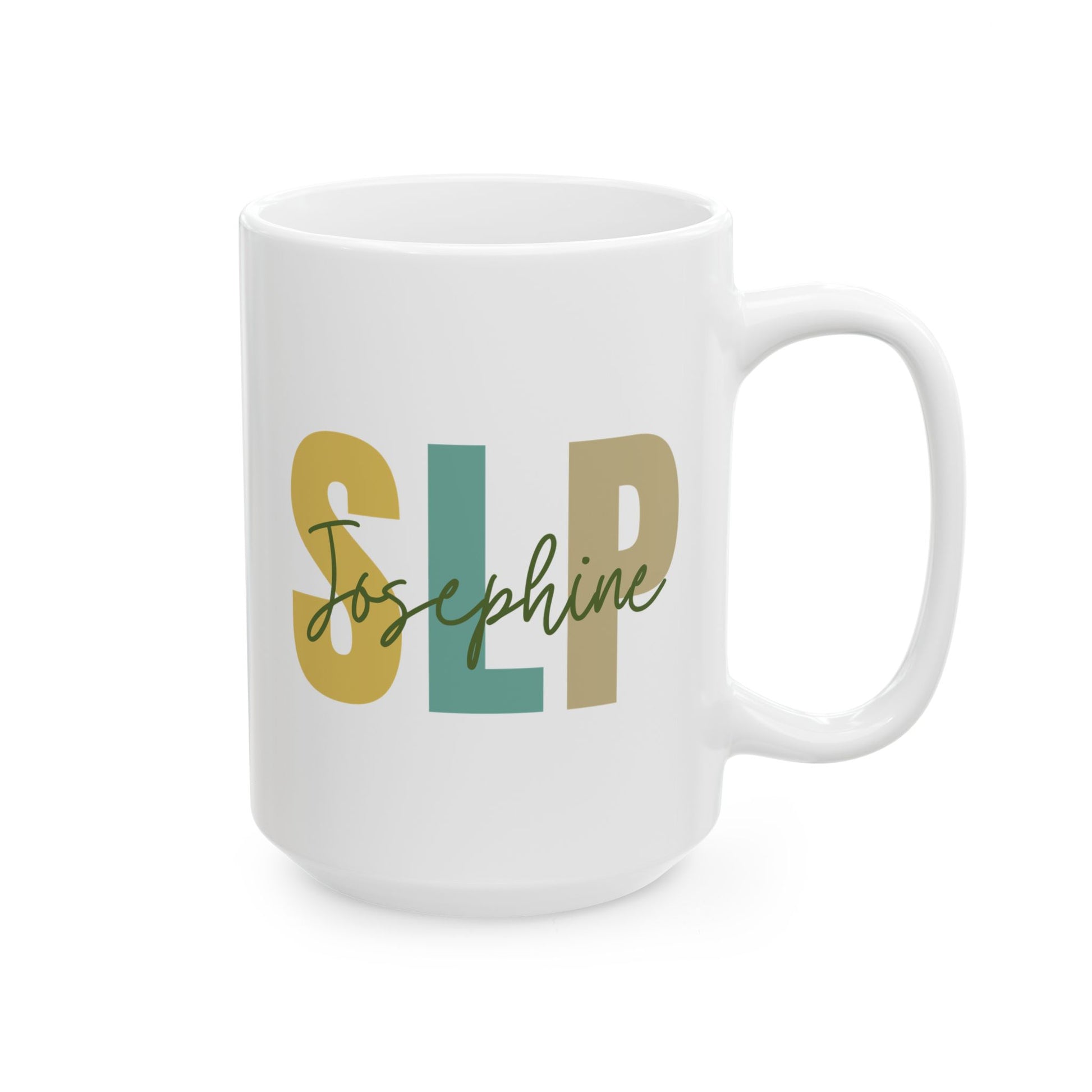 Personalized SLP 15oz white funny large coffee mug gift for Custom Speech Language pathology Pathologist mother's day customize name graduation waveywares wavey wares wavywares wavy wares 