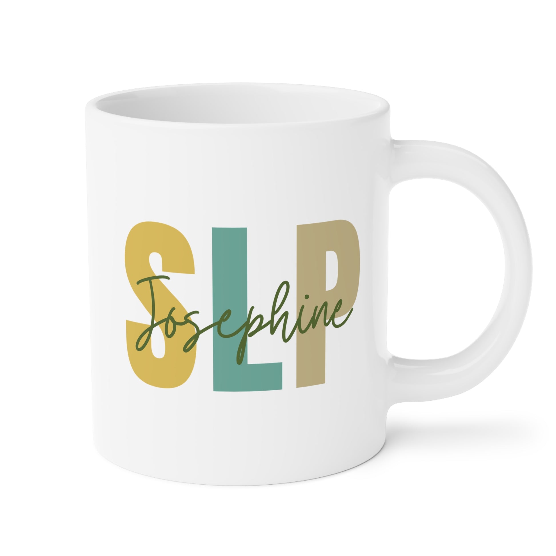 Personalized SLP 20oz white funny large coffee mug gift for Custom Speech Language pathology Pathologist mother's day customize name graduation waveywares wavey wares wavywares wavy wares
