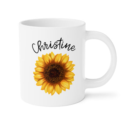 Personalized Sunflower Name 20oz white funny large coffee mug gift for her flower lover custom name customize tea cup design waveywares wavey wares wavywares wavy wares