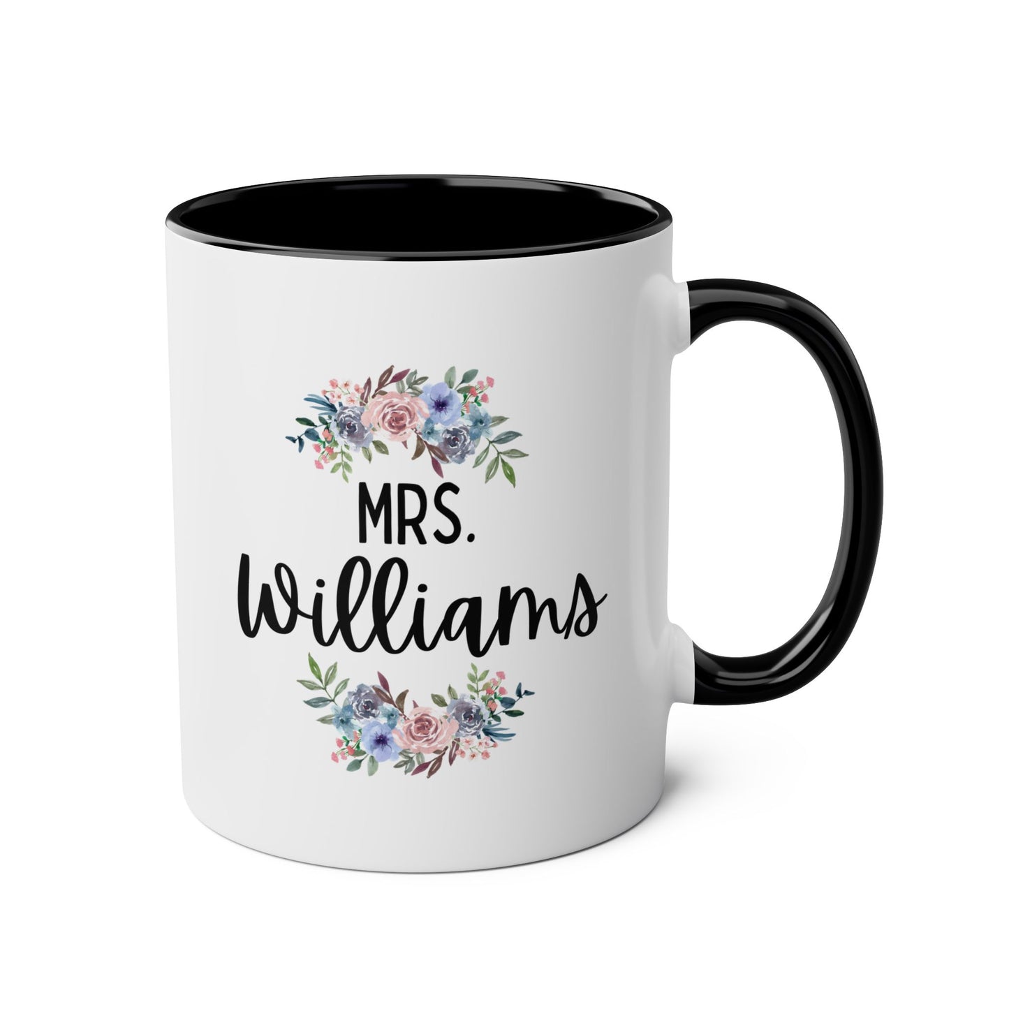 Personalized Teacher Custom Name 11oz white with black accent funny large coffee mug gift for her great custom name customize birthday christmas waveywares wavey wares wavywares wavy wares