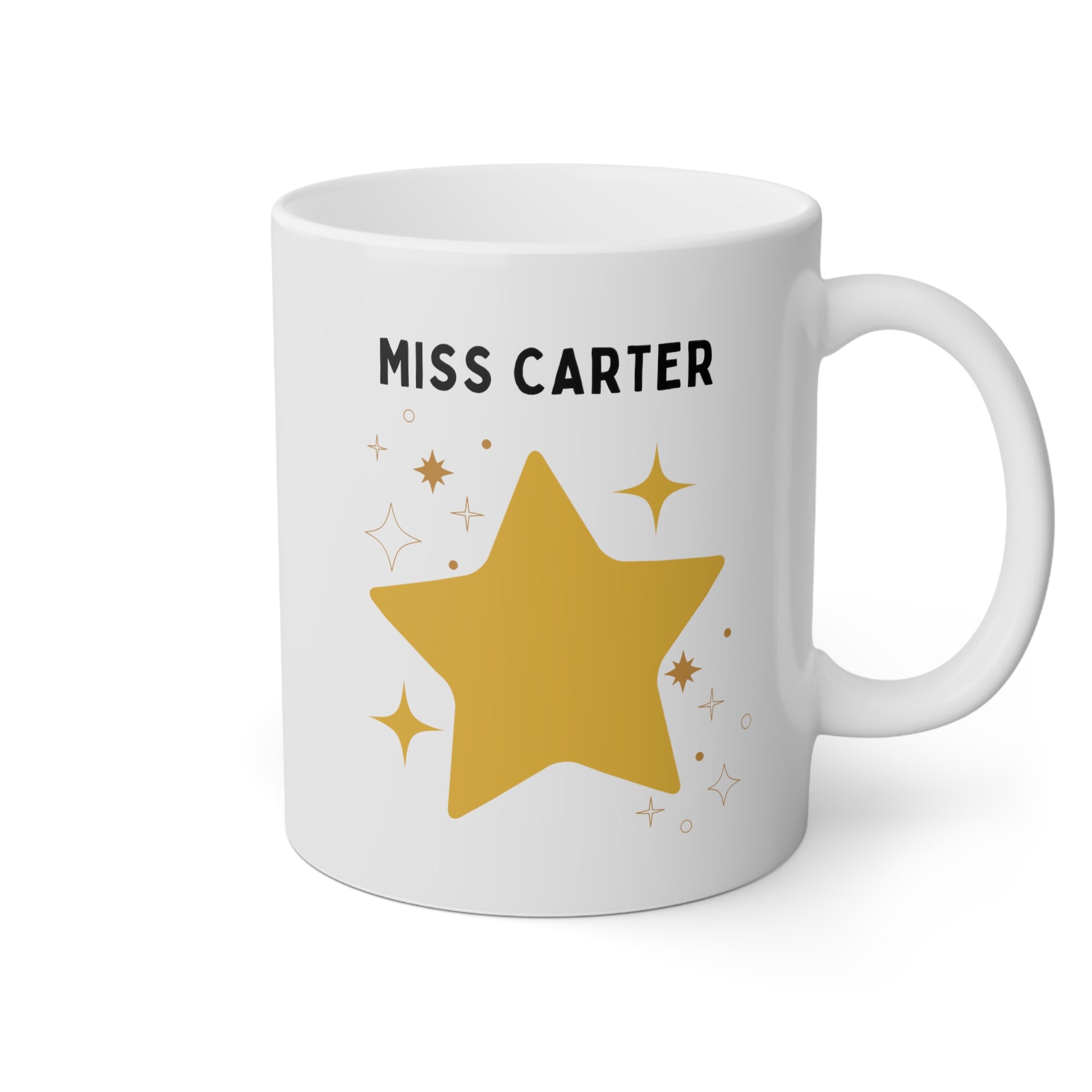 Personalized Teacher Star 11oz white funny large coffee mug gift for her custom name customize best thank you present waveywares wavey wares wavywares wavy wares