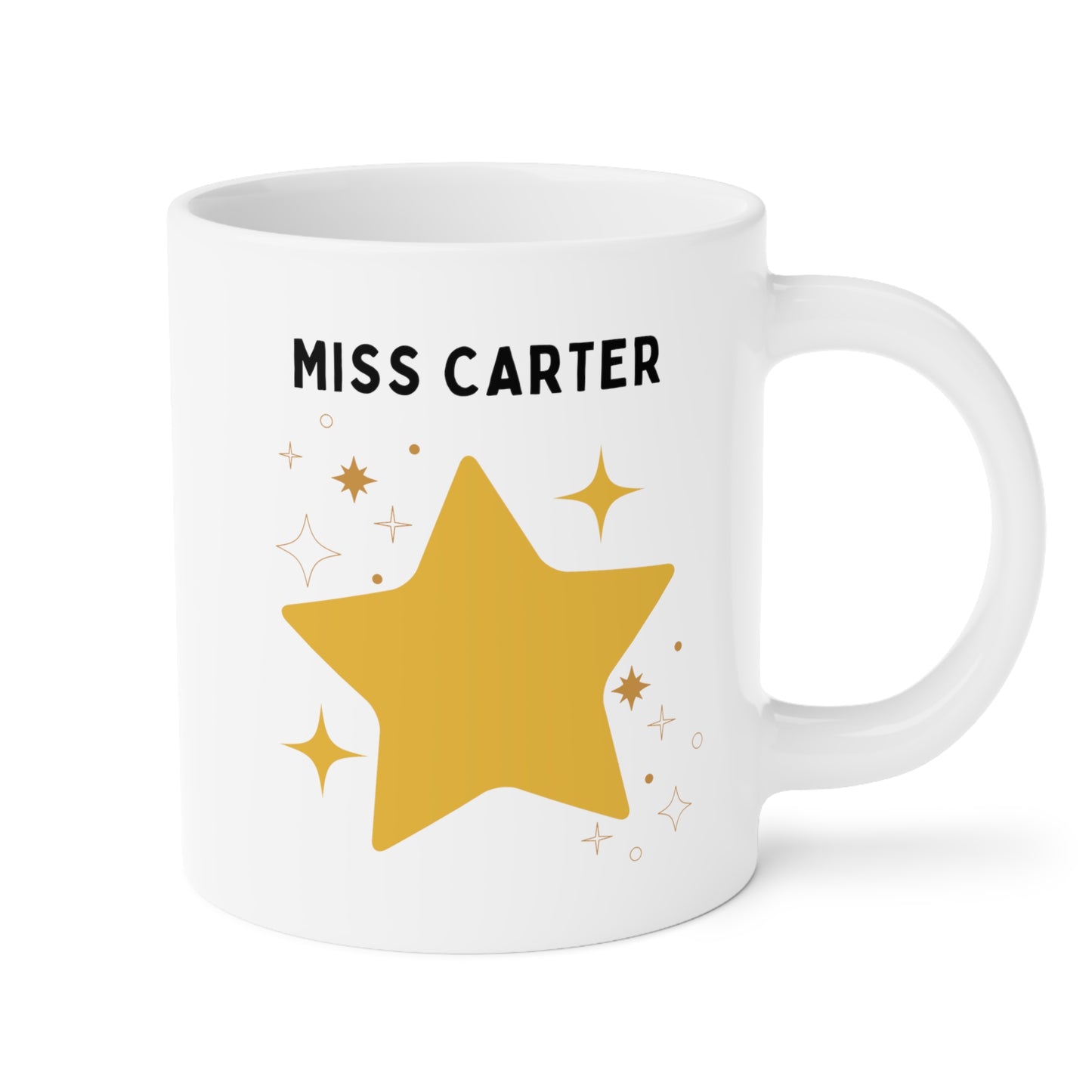 Personalized Teacher Star 20oz white funny large coffee mug gift for her custom name customize best thank you present waveywares wavey wares wavywares wavy wares