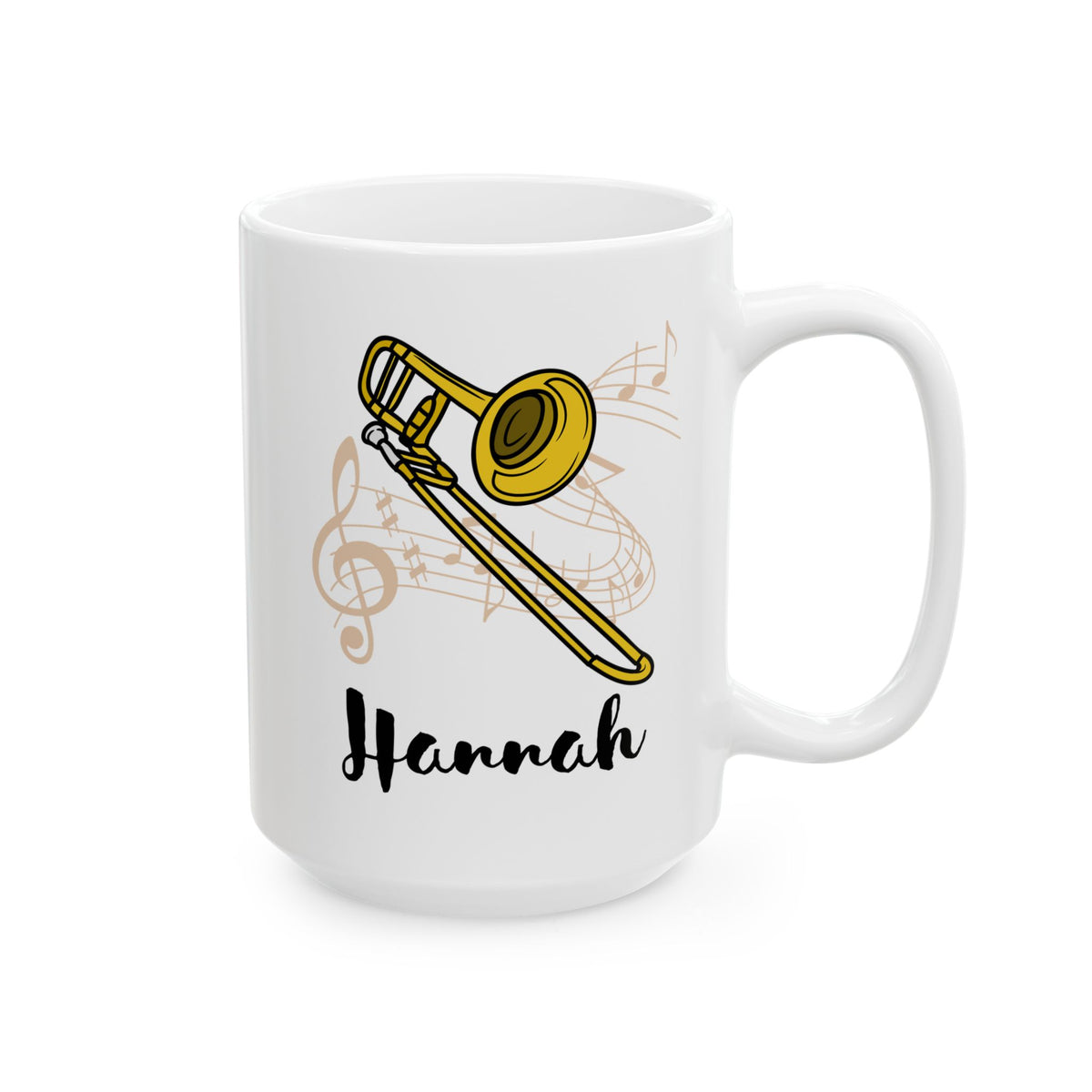 Personalized Trombone Name 15oz white funny large coffee mug gift for trombonist player lover horn instrument custom customize birthday Christmas occasion waveywares wavey wares wavywares wavy wares 