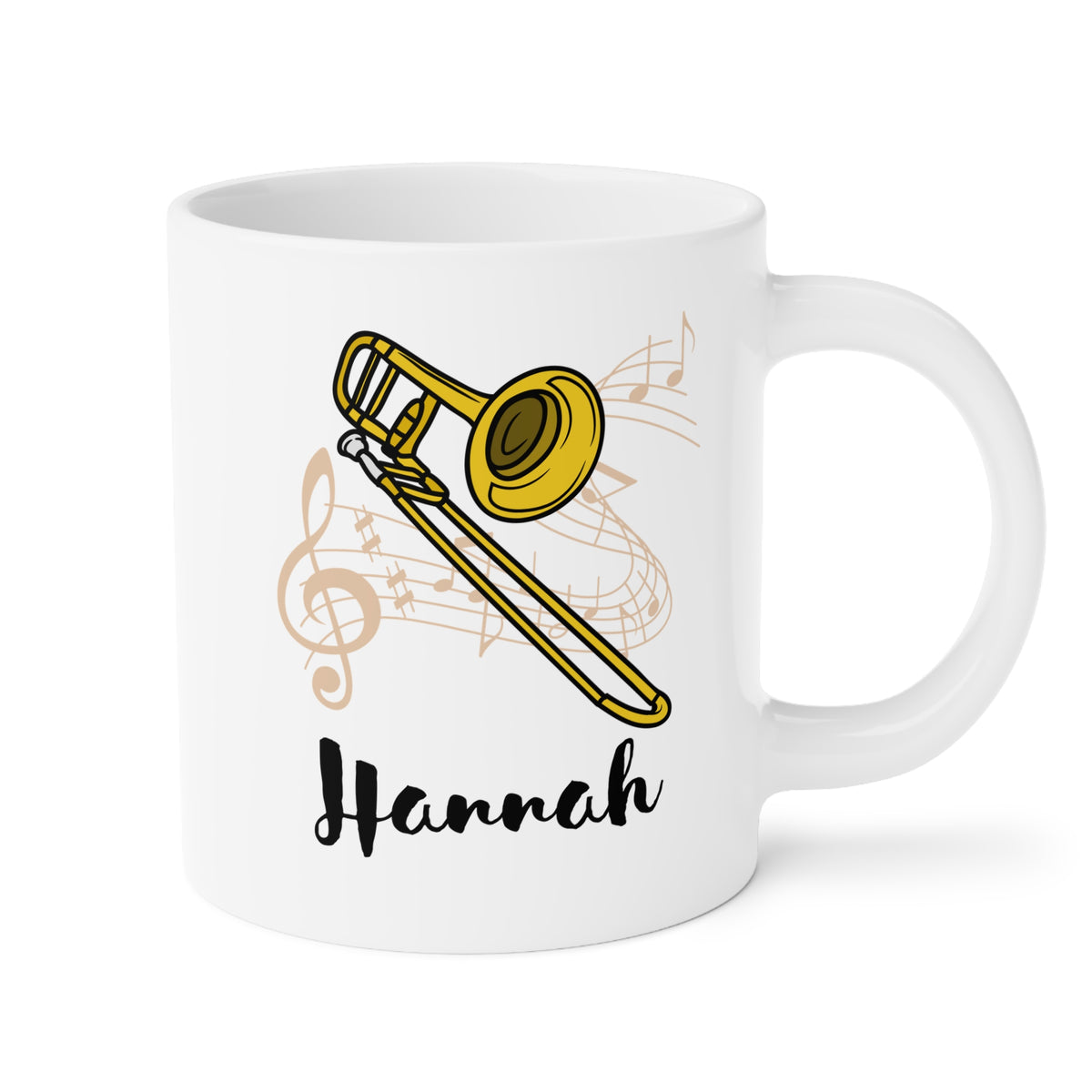 Personalized Trombone Name 20oz white funny large coffee mug gift for trombonist player lover horn instrument custom customize birthday Christmas occasion waveywares wavey wares wavywares wavy wares 