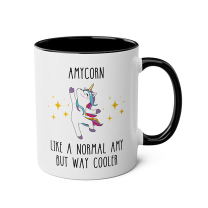 Personalized Unicorn Name Like A Normal Unicorn Name But Way Cooler 11oz white with black accent funny large coffee mug gift for best aunt her lover custom customize awesome auntie birthday Christmas occasion waveywares wavey wares wavywares wavy wares