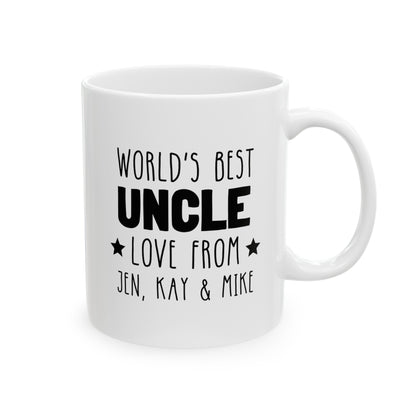 Personalized World's Best Uncle 11oz white funny large coffee mug gift for fun uncle funcle love from nephew niece custom names waveywares wavey wares wavywares wavy wares